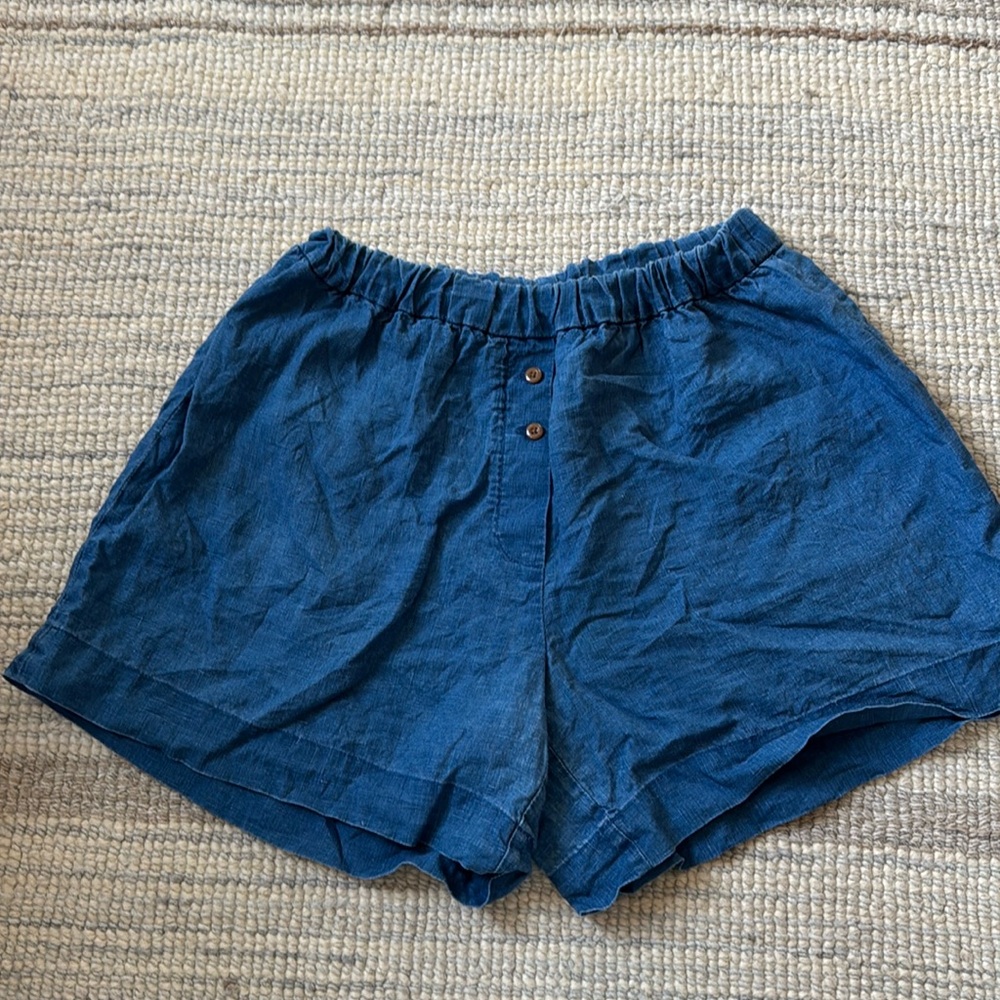 Everlane The Linen Boxer Short – Women’s Size Small – Blue 100% Linen